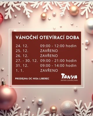 🎄 Vánoční otevírací doba v plné kráse! Dnes i zítra – na Štědrý den – u nás můžete v klidu a příjemně nakoupit vánoční...